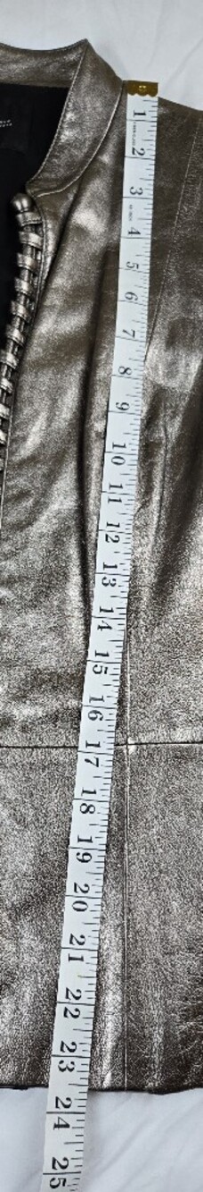 Lafayette 148 New York 100% Leather Metallic Gold Jacket Women's Size 6 Luxury - Picture 11 of 13